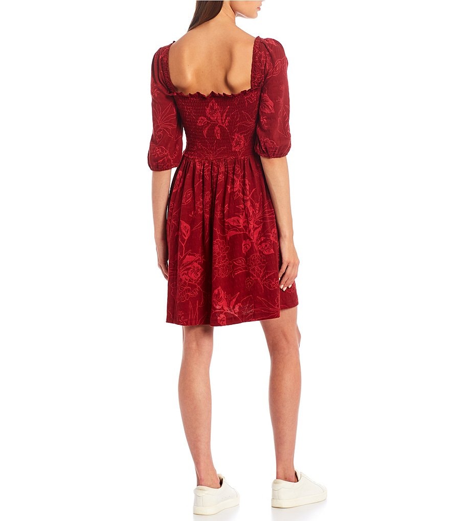 Roxy Rolling Sunsets Long-Sleeve Printed Fit-And-Flare Dress