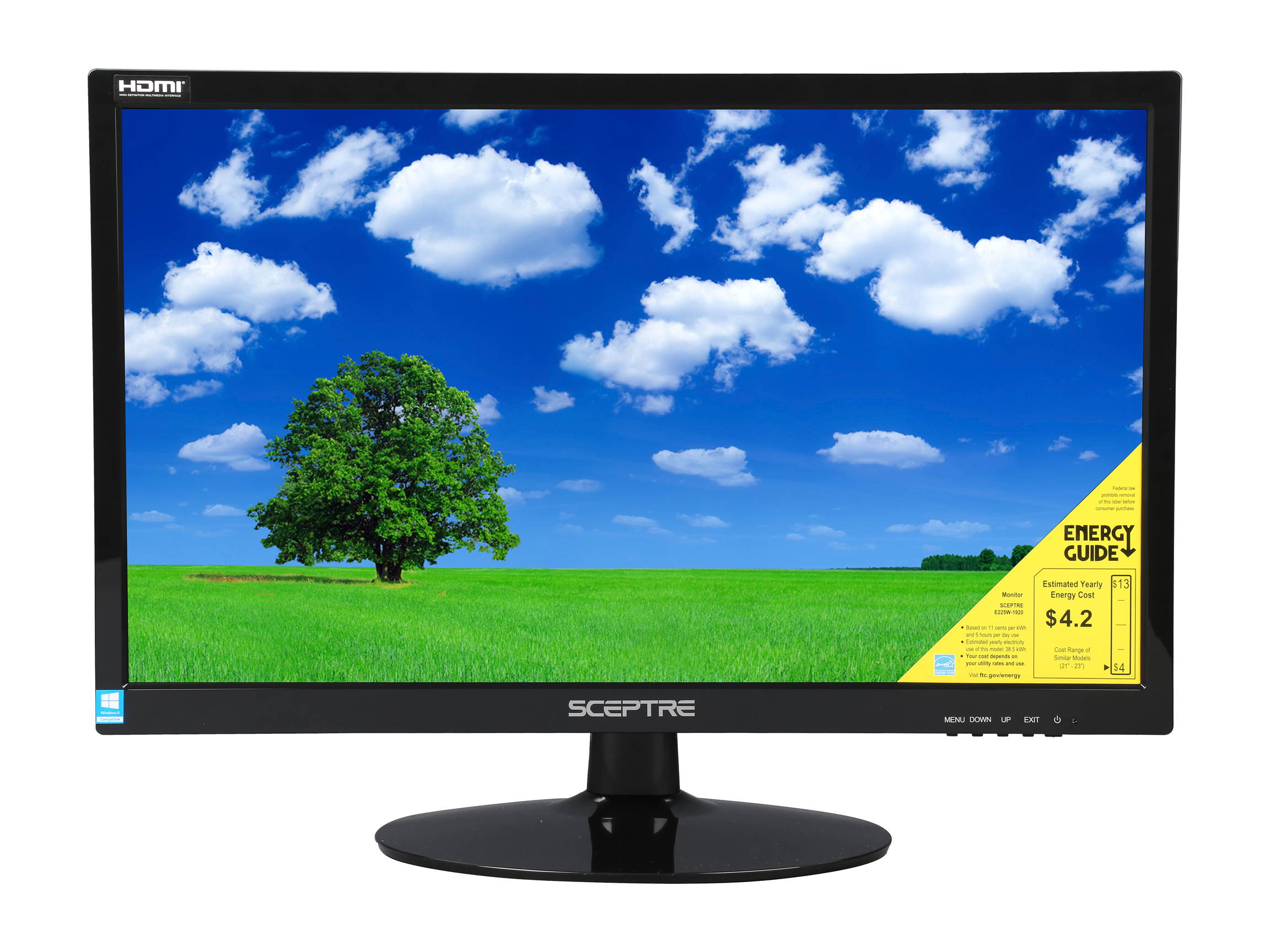 Sceptre E205W-1600 20" 1600 x 900 HD+ Resolution 75Hz 5ms 2xHDMI VGA Built-in Speakers Ultra Thin LED Backlit LCD Monitor