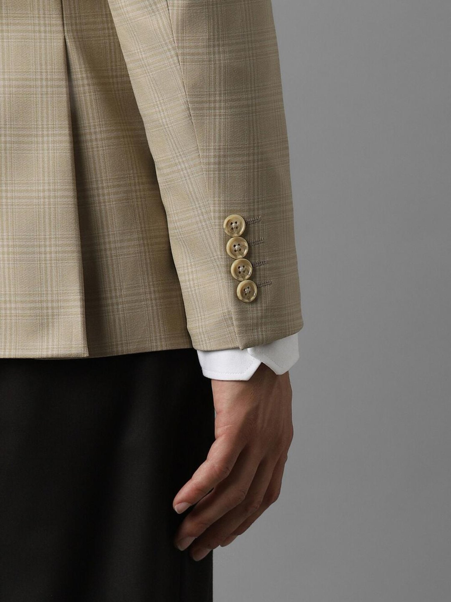 Louis Philippe Khaki Slim Fit Checks Blazer