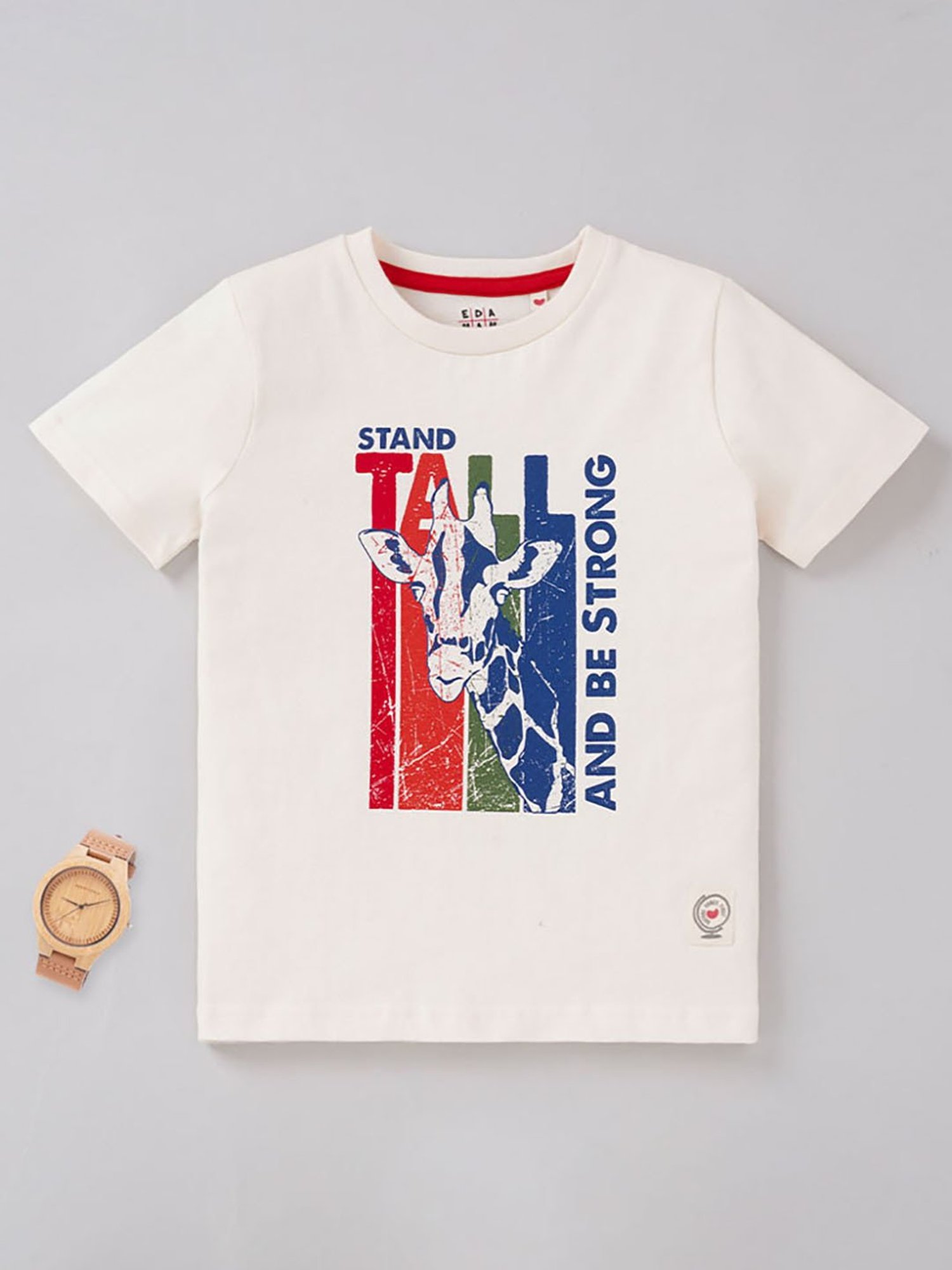 Ed-a-Mamma Kids White Printed T-Shirt