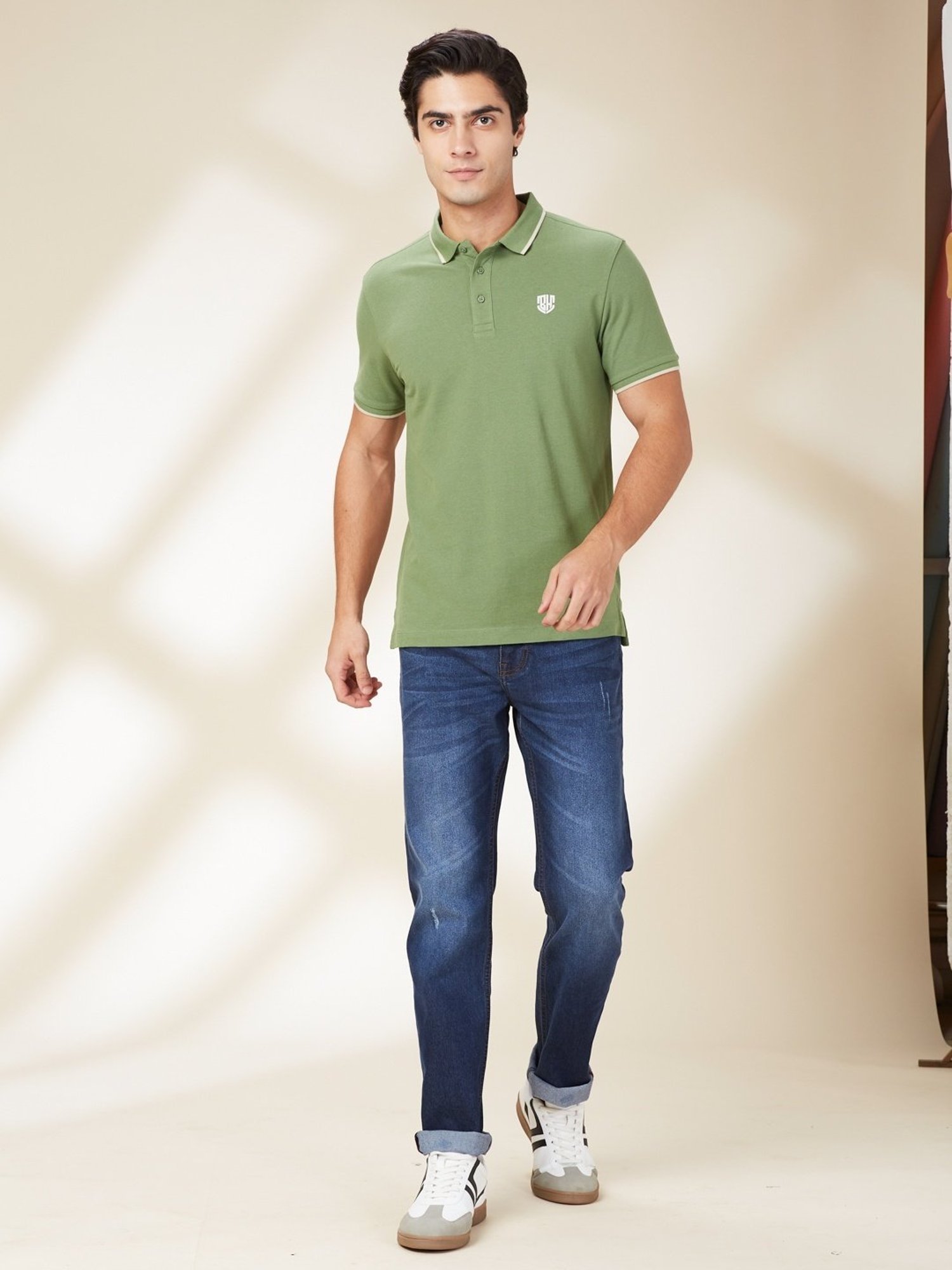 Being Human Dark Green Regular Fit Polo T-Shirt