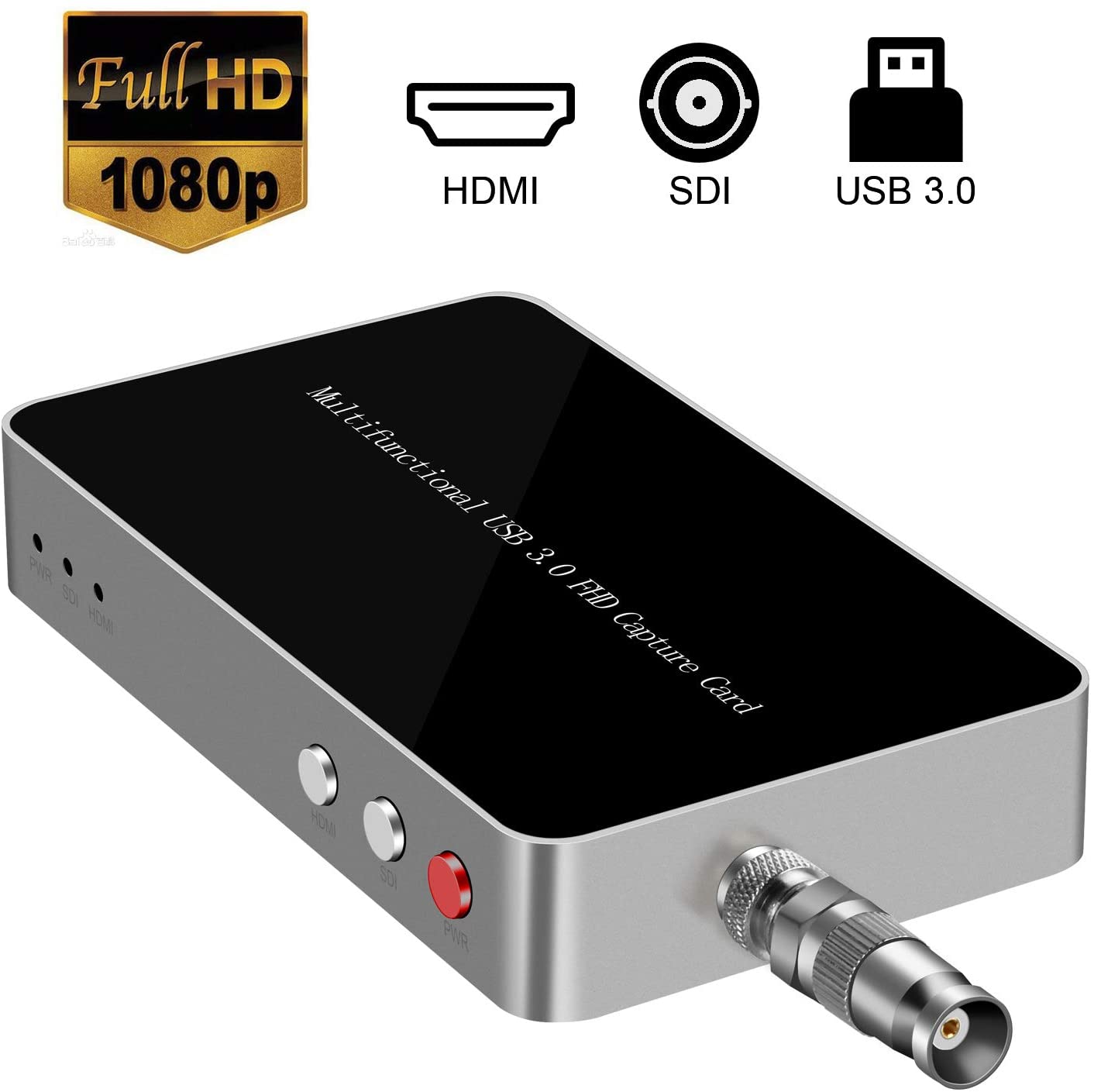 DIGITNOW USB3.0 HDMI/SDI Audio Video Capture Card with HDMI Loop Out for Windows, Linux, OS X (Mac),1080P 60fps Game Dongle Grabber External SDI HDMI Video Capture for Game Streaming Video Recording