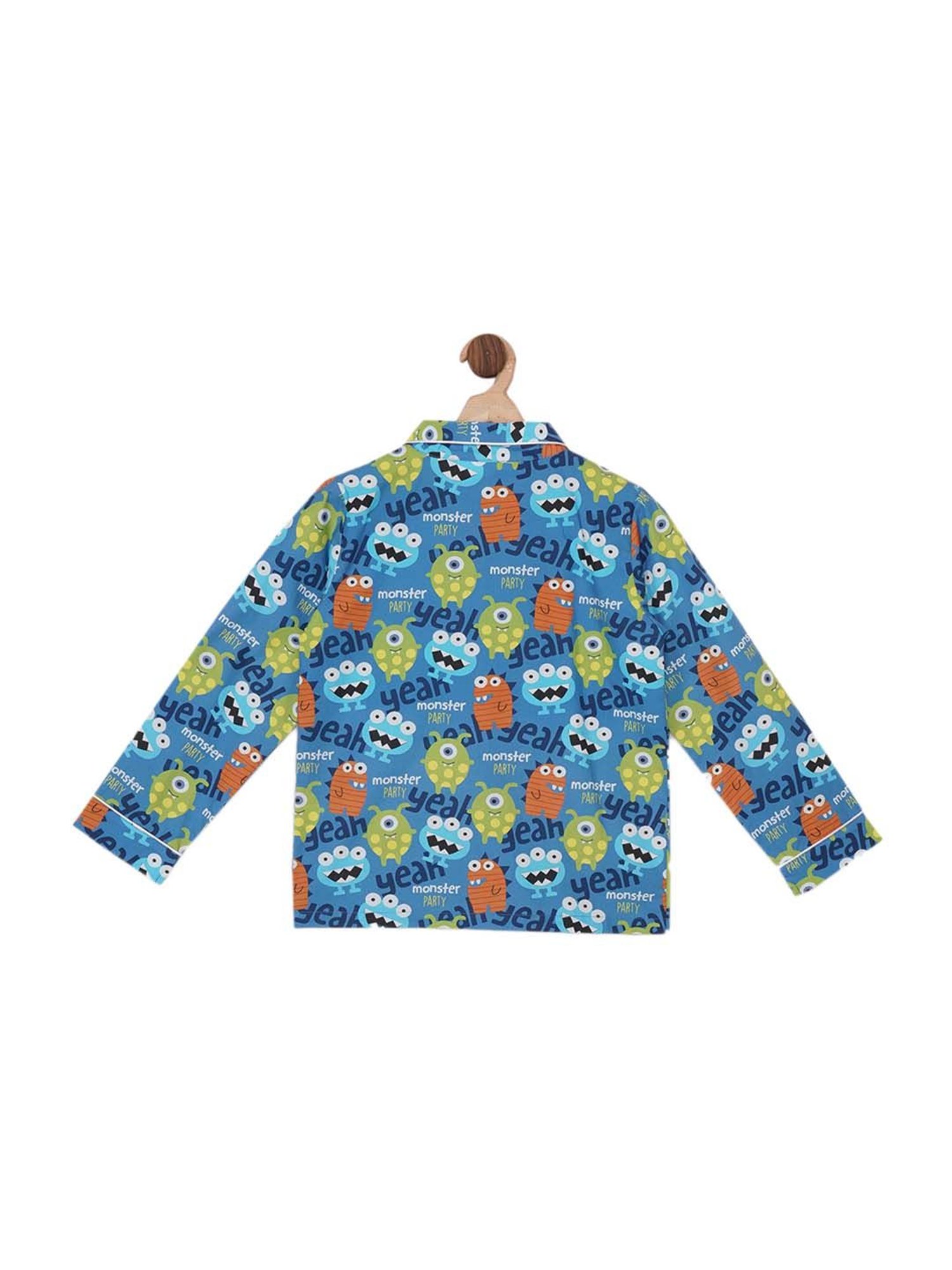 Fluffalump Boys Multicolor Cotton Printed Nightwear Top & Pants Set