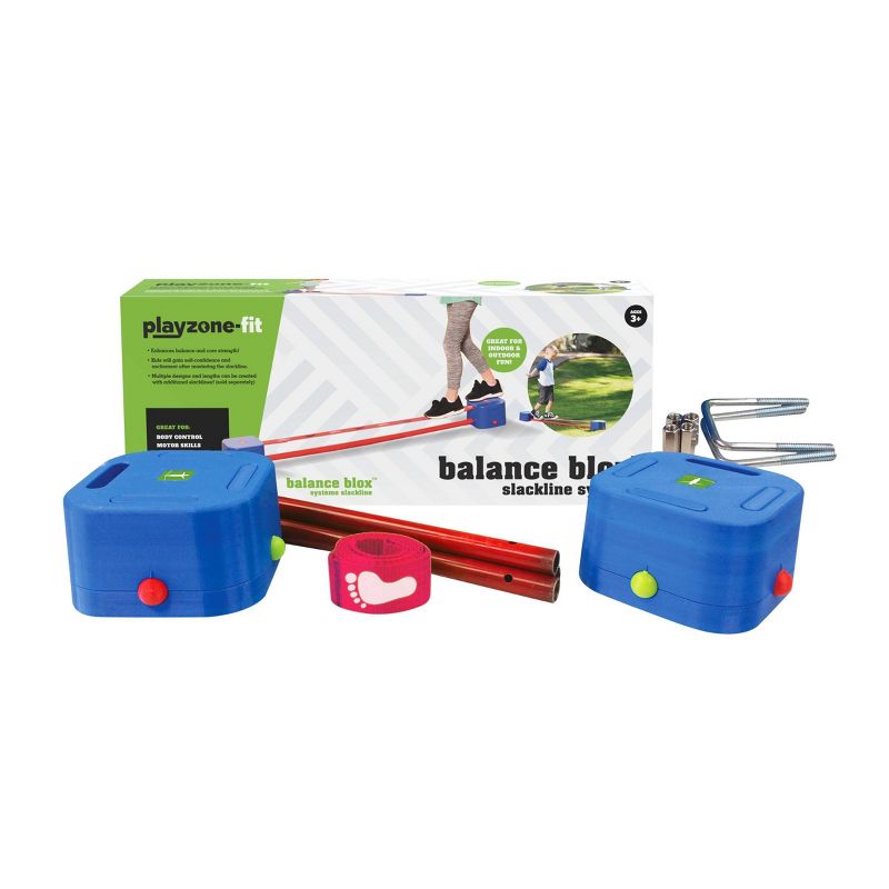 Playzone-Fit Balance Blox Slackline Kit Indoor/Outdoor Balance Beam for Kids' Active Play