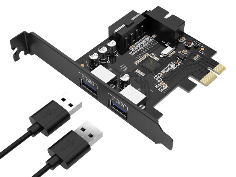 ORICO SuperSpeed 7 Ports USB3.0 PCI-E Expansion Card Adapter PCI-E USB 3.0 HUB Controller Adapter Add on Card for Windows Vista PC Laptop (No Additional Power Connection Needed)
