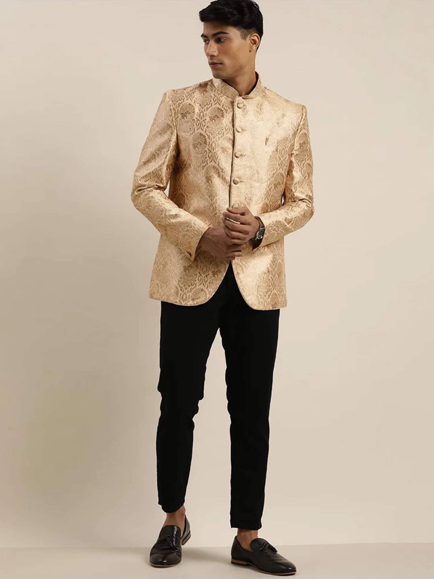 Hangup Cream Regular Fit Ethnic Blazer