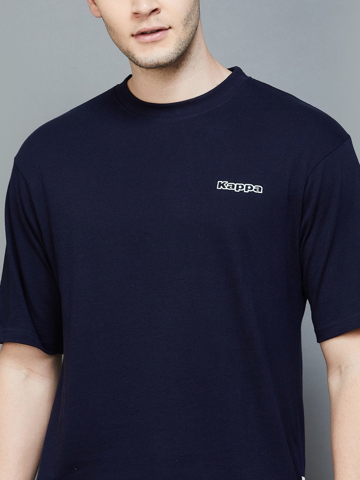 KAPPA Navy Cotton Regular Fit Printed T-Shirt