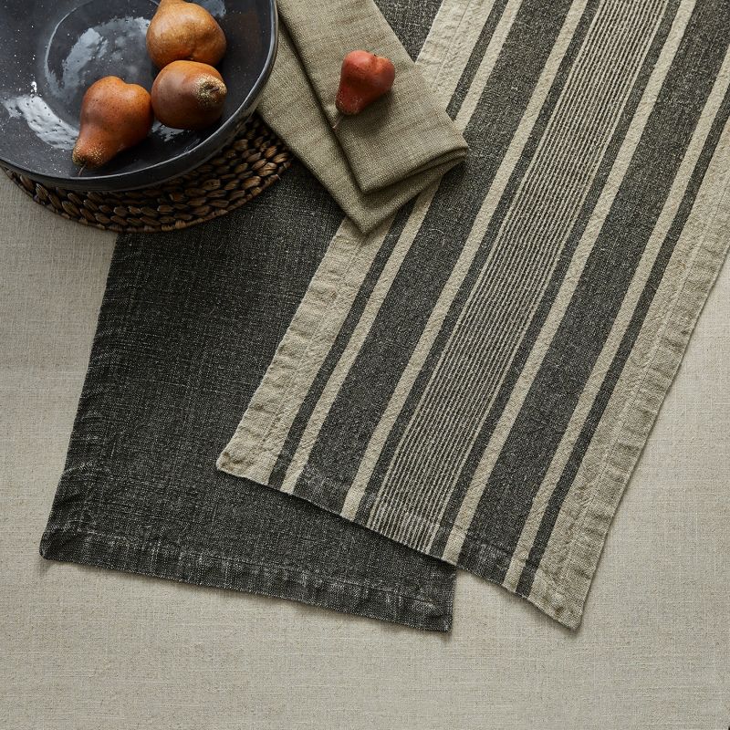 Split P Washed Linen Solid Table Runner - 60'' L - Slate