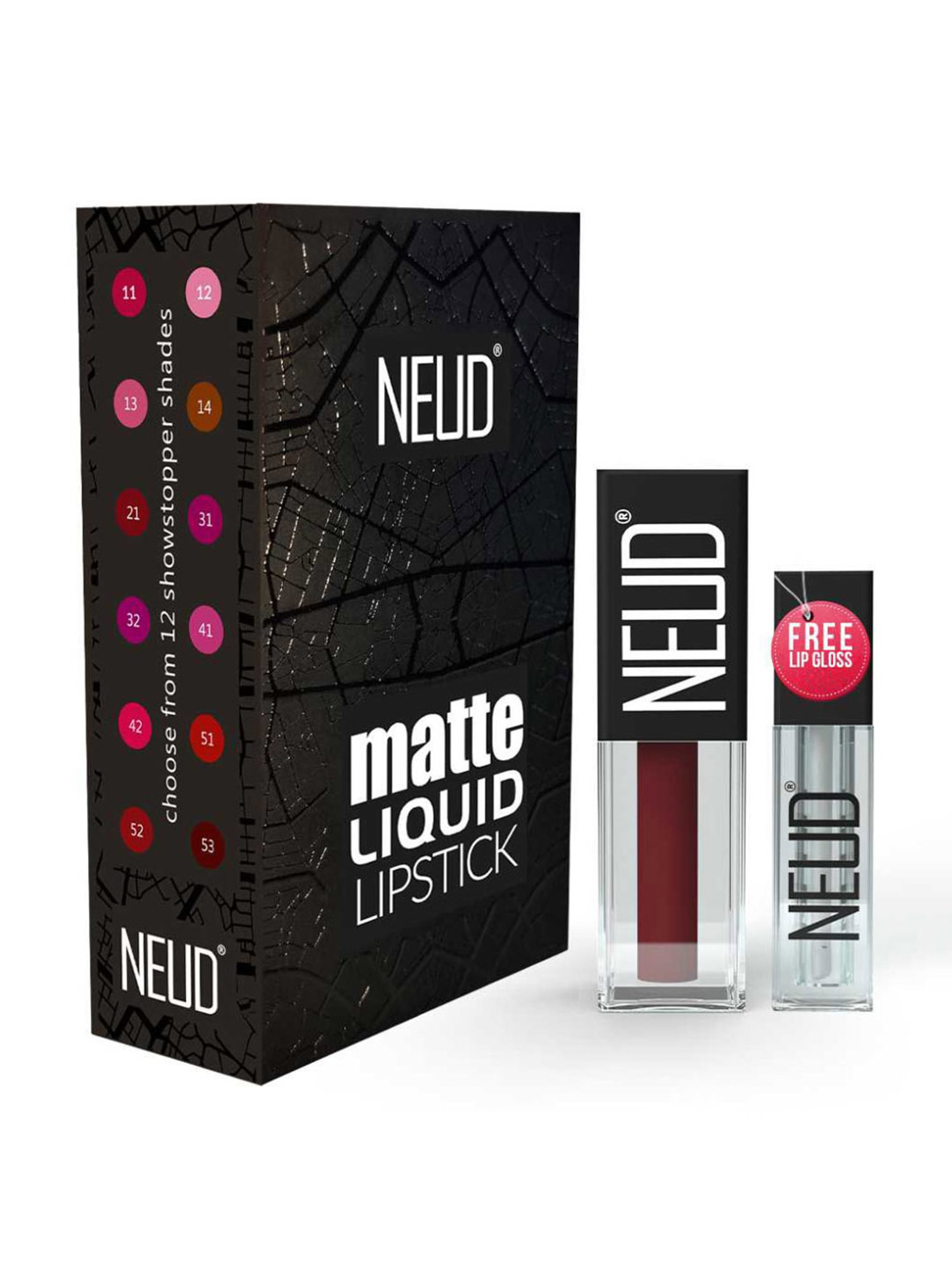 Neud Matte Liquid Lipstick Combo Jolly Coral & Mocha Brownie with Two Lip Gloss Free