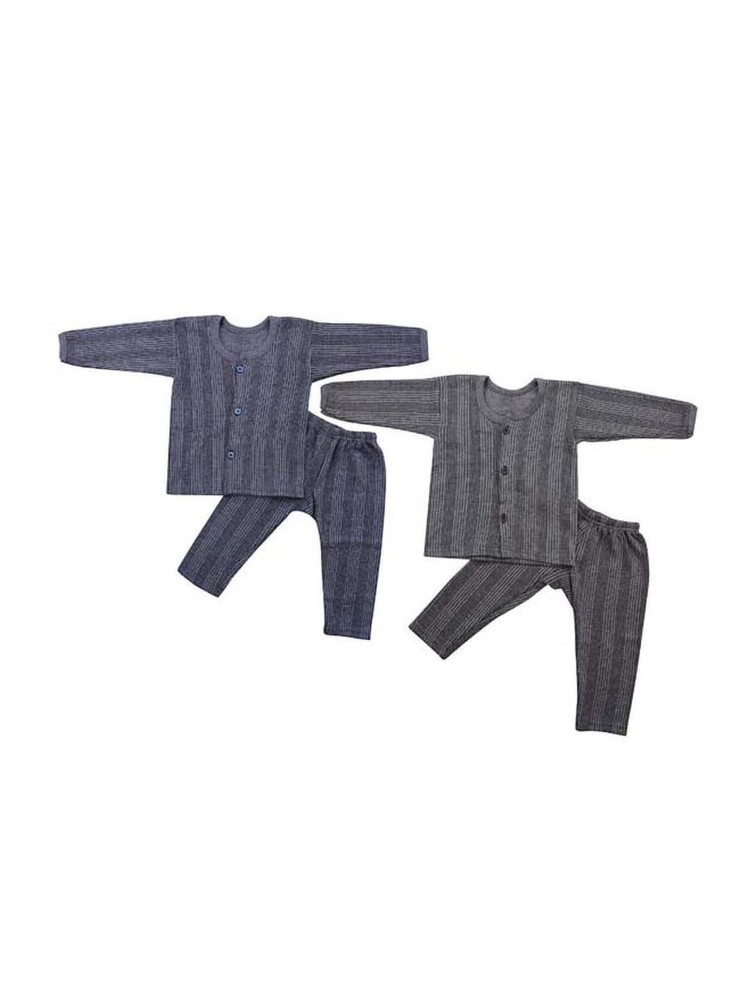 Tiny Bugs Kids Grey Cotton Thermal Sets - Pack of 2