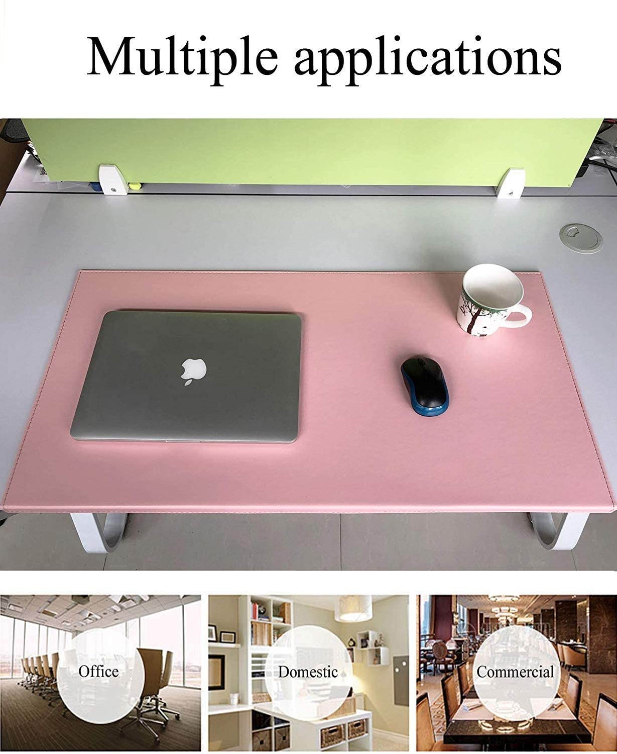 Non-Slip 35.4"x 18.9" Soft Leather Surface Office Desk Mouse Mat Pad with Full Grip Fixation Lip Table Blotter Protector(Gray)