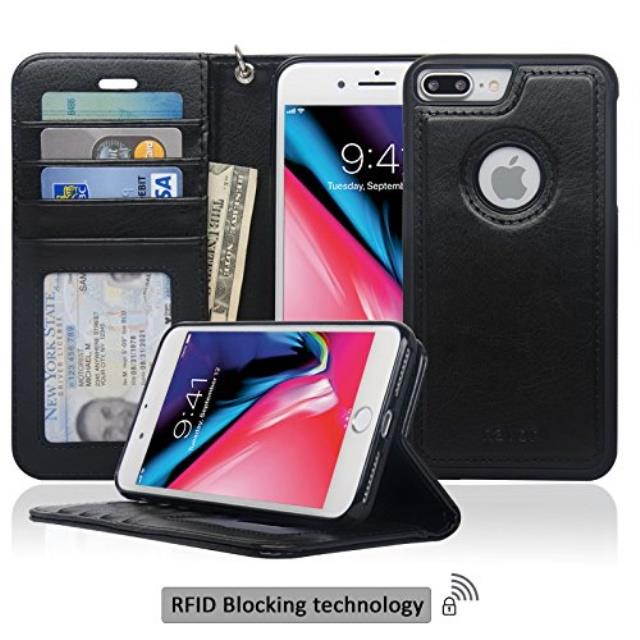 navor auto align detachable magnetic wallet case compatible for iphone 8 plus rfid theft protection joot1l series black ip8p1lbk