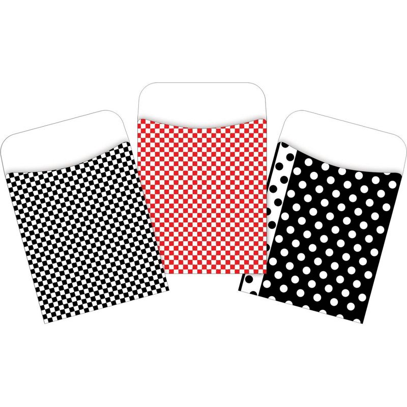 3pk 30ea Red & Black Classic Library Pockets - Barker Creek