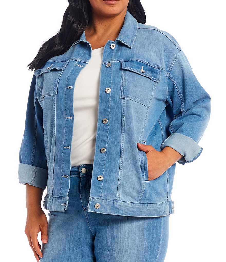 Ali Miles Plus Size Mixed Animal Print Open-Front Drop Needle Onion Skin Jacket