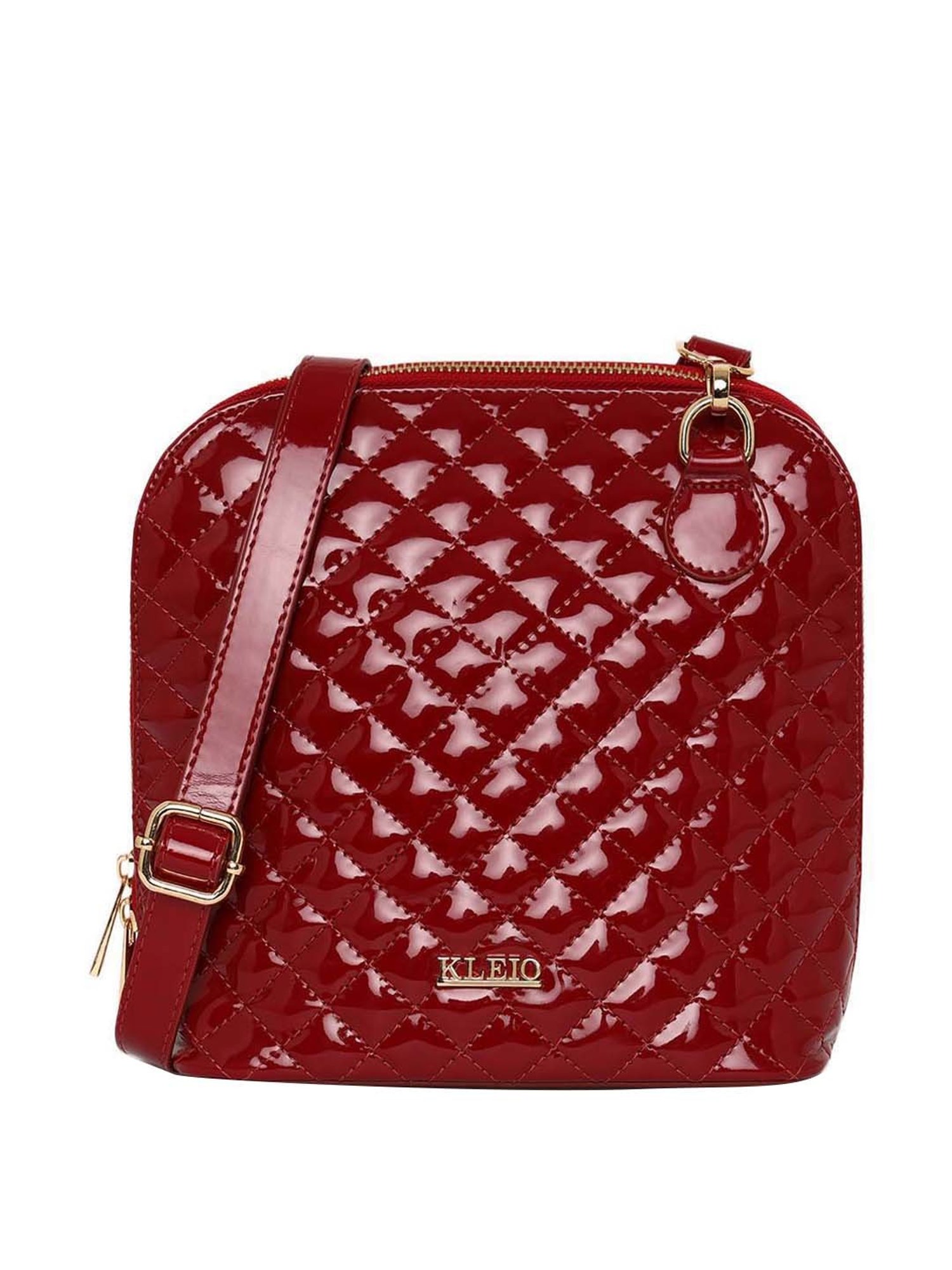 KLEIO Maroon Rivets Medium Sling Handbag