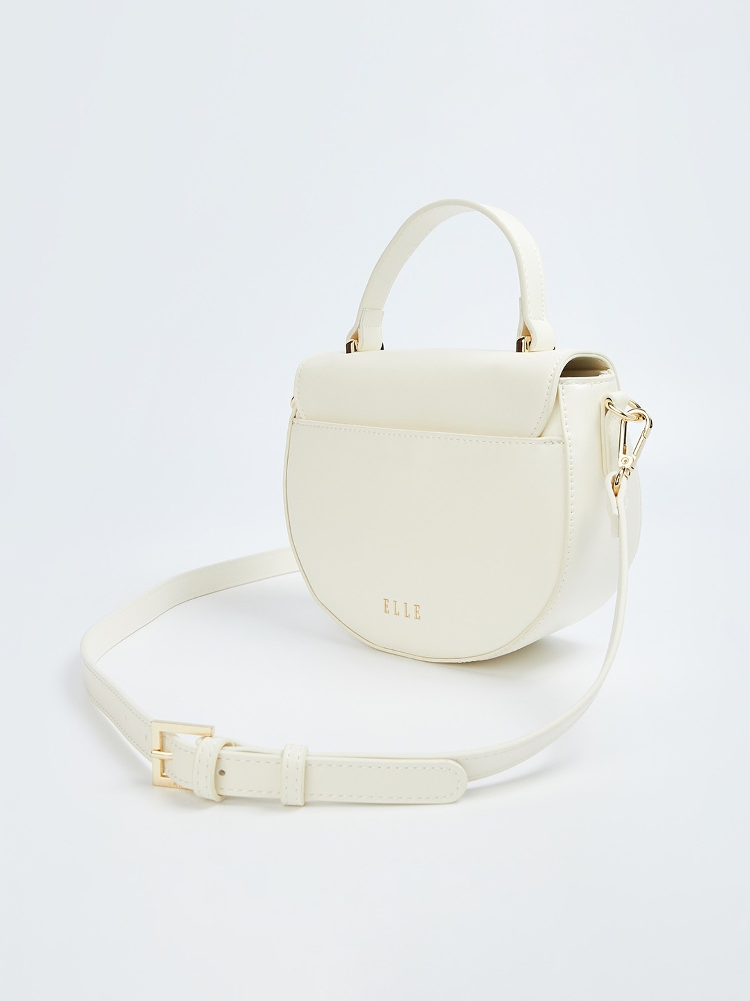 Elle White Textured Sling Handbag
