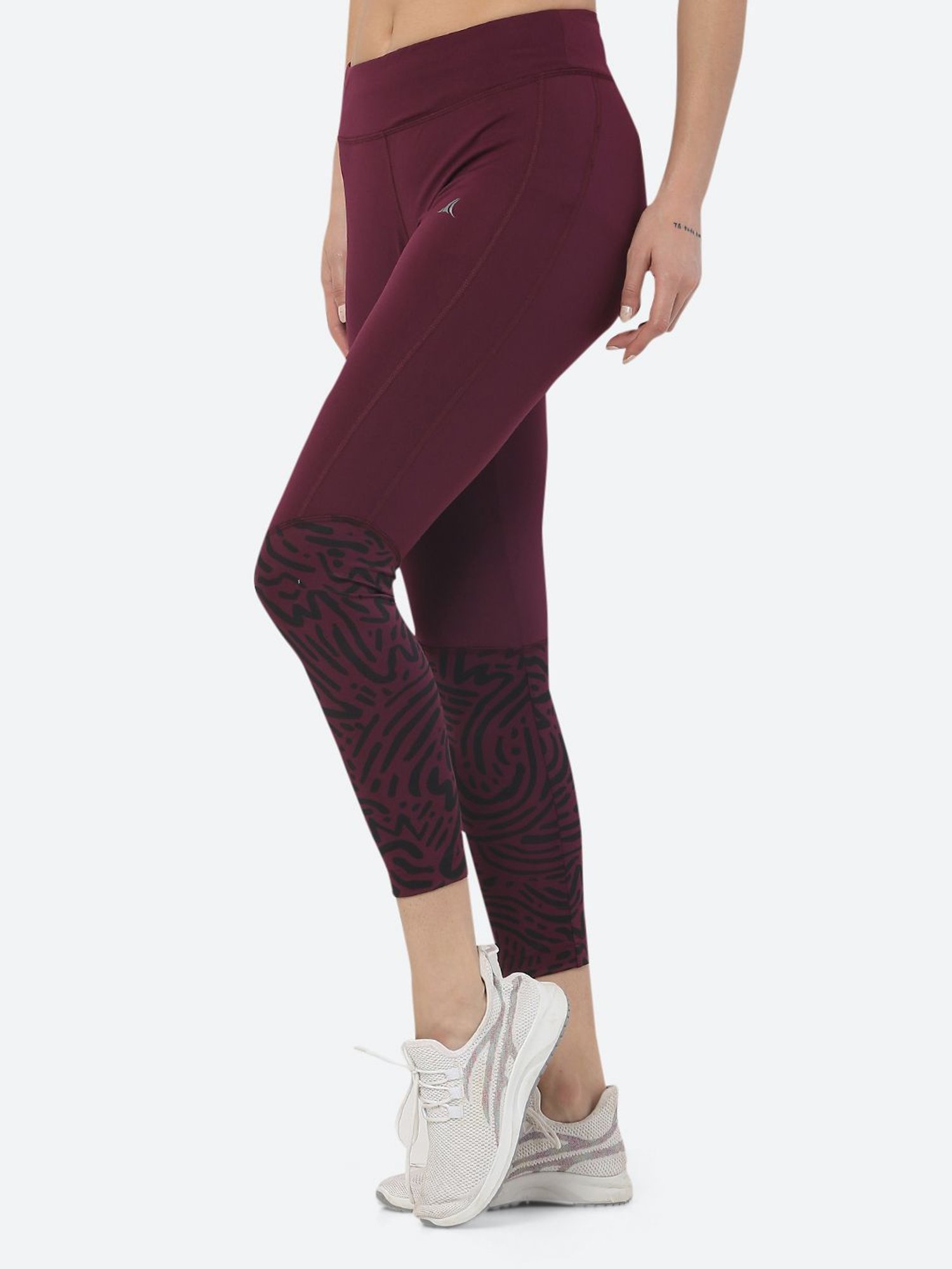 Fitleasure Maroon Animal Print Tights