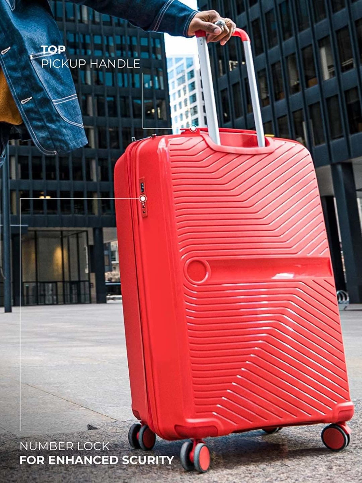 Nasher Miles Bruges Hard-Sided Polypropylene Cabin Luggage Red 20 inch |55cm Trolley Bag