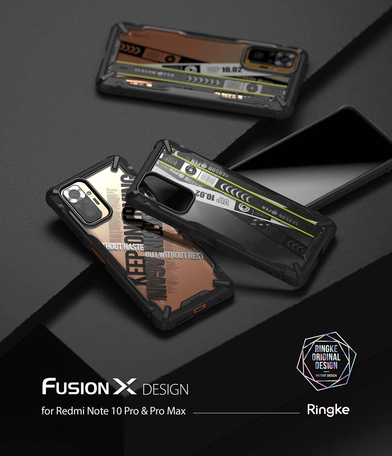 Ringke Fusion-X Compatible with Xiaomi Redmi Note 10 Pro, Redmi Note 10 Pro Max Case, Shockproof Rugged TPU Bumper Cover - Camo Black