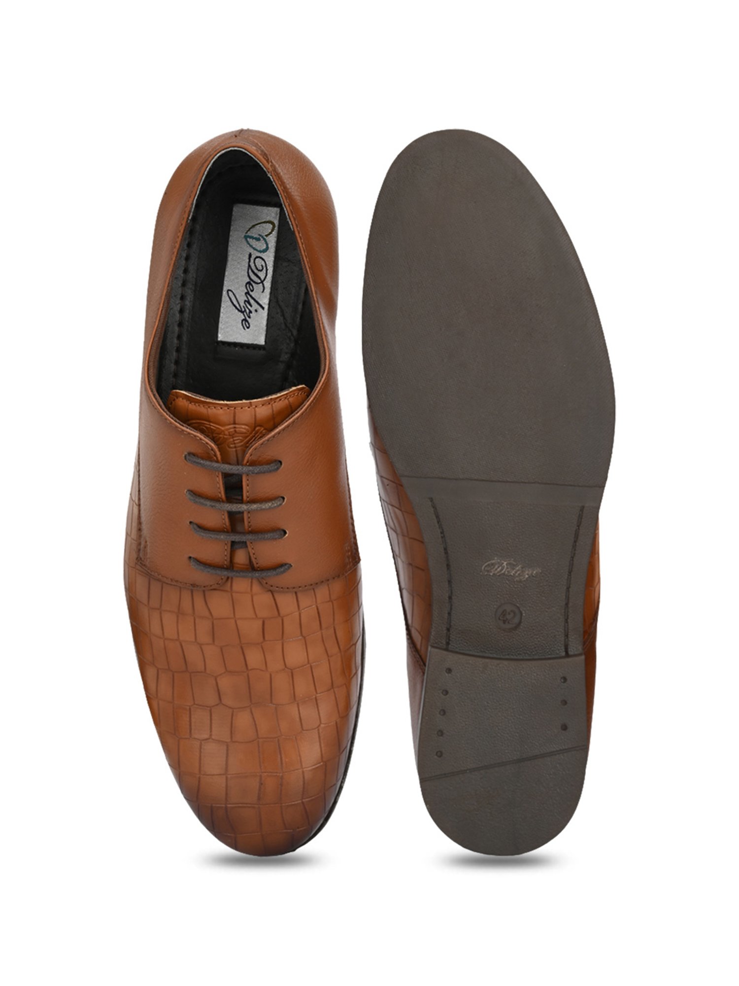 Delize Men's Tan Derby Shoes