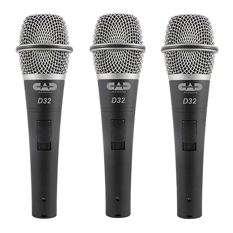 Audio Live D32 Supercardioid Dynamic Microphone with Silent Magnetic OnOff Switch 3Pack