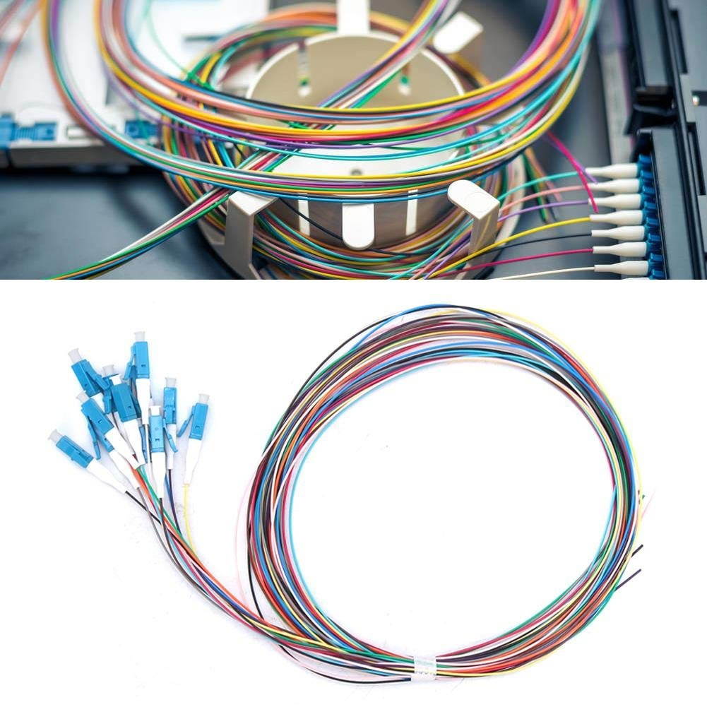 Fiber Optic Pigtail 12 Strand Fiber Optic Pigtail LC/UPC Single Mode Low Insertion Loss with Ceramic Ferrule 1.5m for Optical Fiber LAN Optical Fiber Communication System