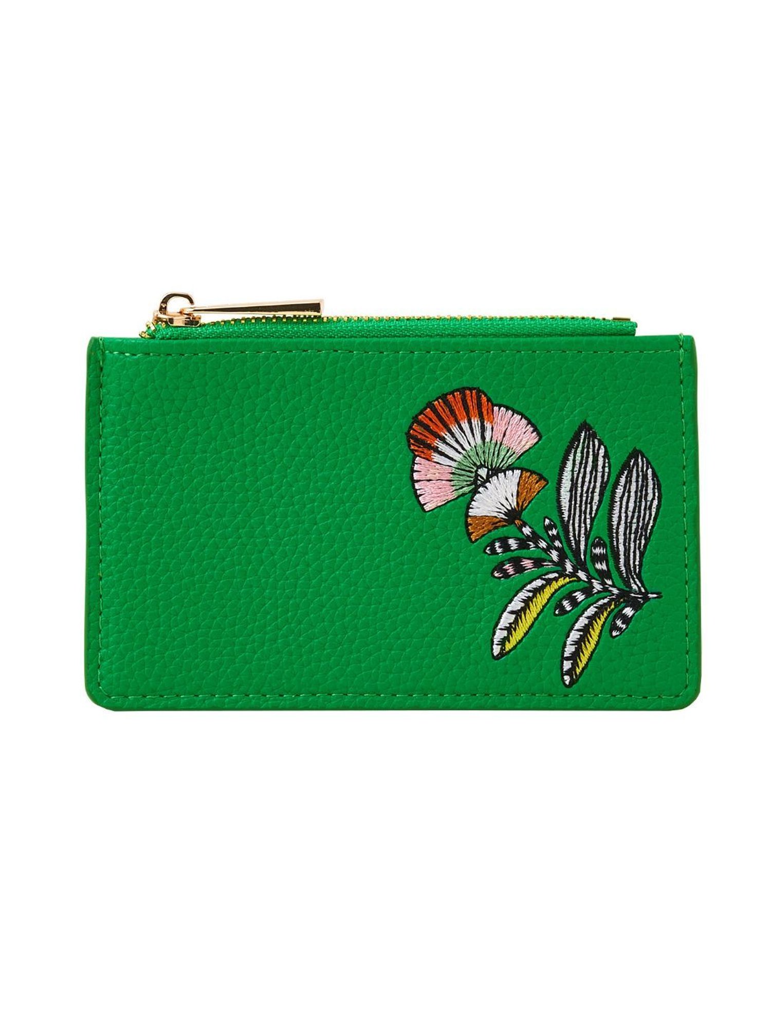 Accessorize London Green Embroidered Card Holder