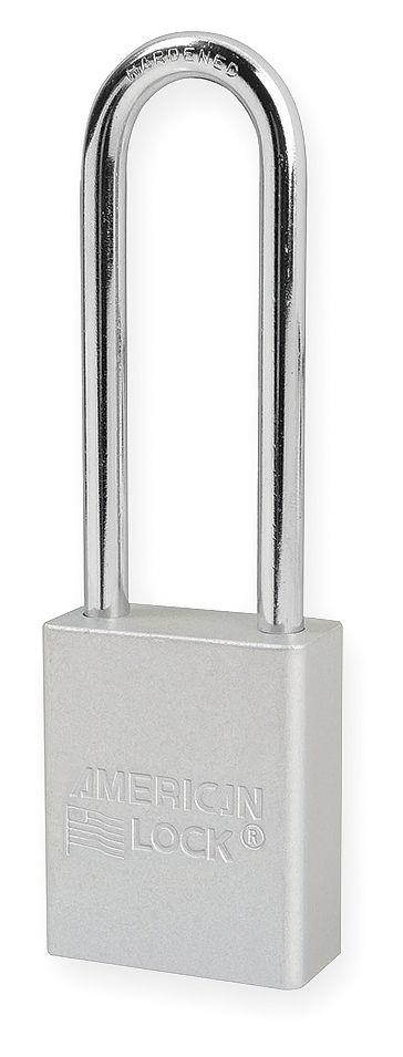 Anodized Aluminum Padlock, Silver, Key Dif