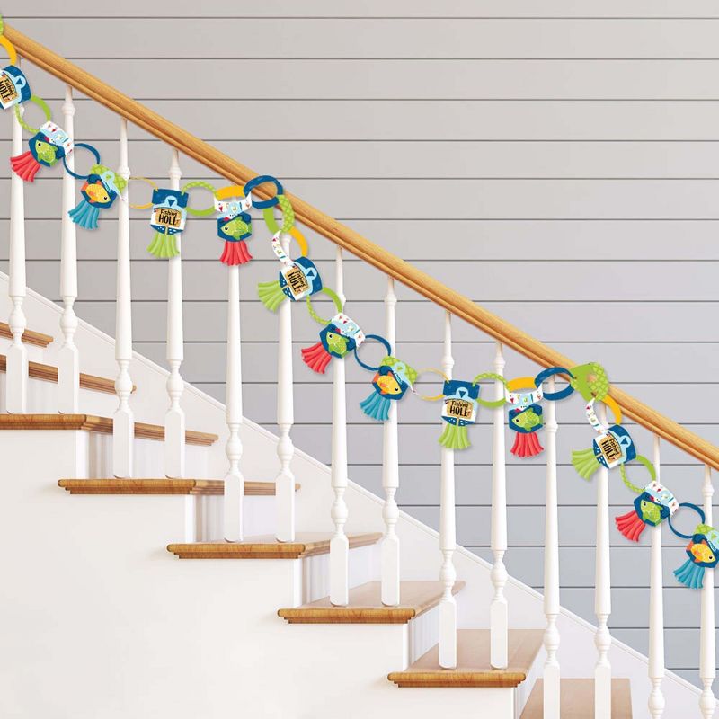Big Dot of Happiness Let's Go Fishing - 90 Chain Links & 30 Paper Tassels Decor Kit - Fish Birthday Party or Baby Shower Paper Chains Garland - 21 ft