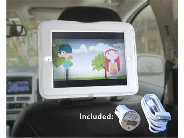 iPad Car Headrest Mount Holder for Apple iPad 4 / new iPad 3 / iPad 2 / iPad 1 Including Charger and Extra Long Cable