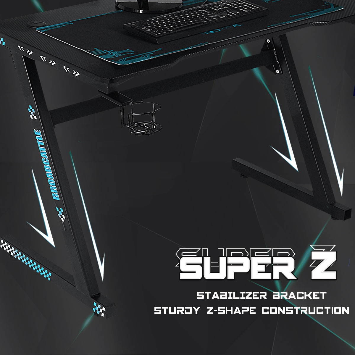 43" Gaming Desk Computer Z Shaped Racing Style PC Home Study Writing