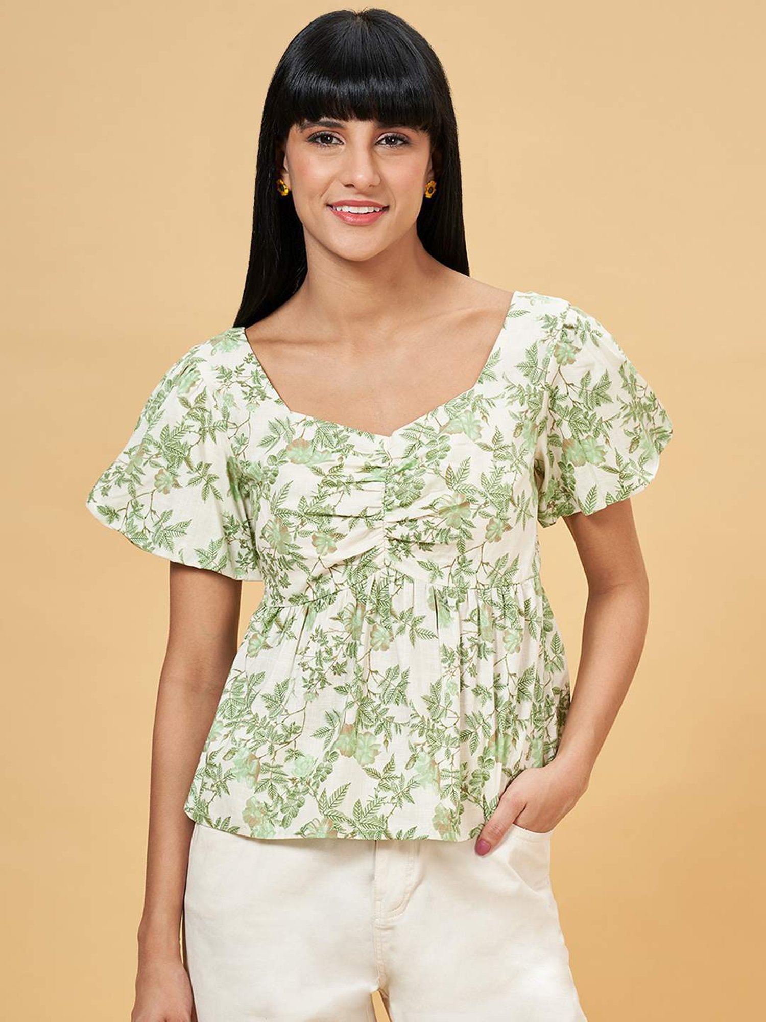 Honey by Pantaloons Whisper White Floral Print Top