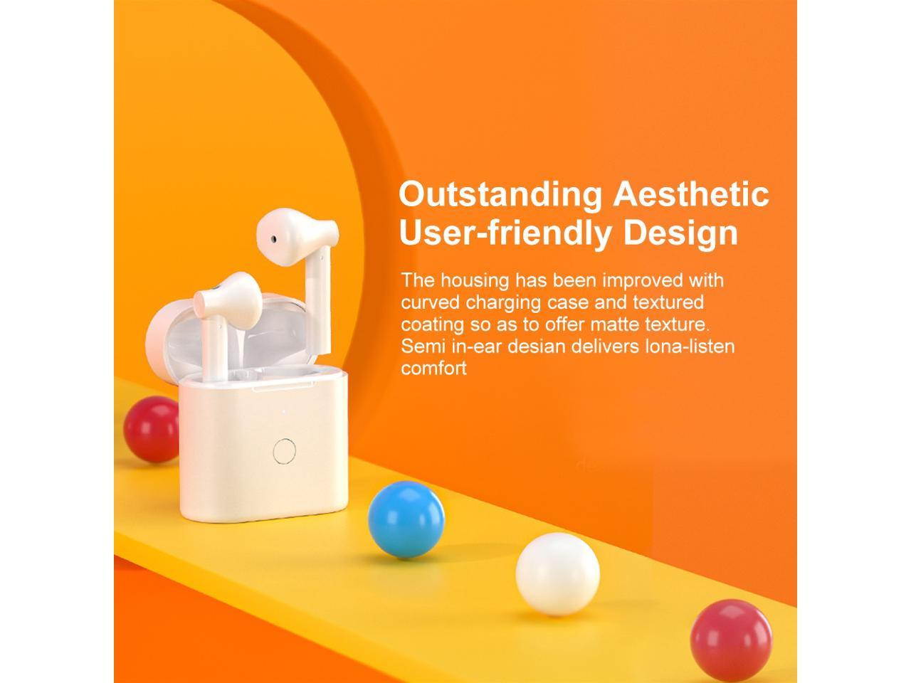 QCY T7 TWS Earbuds Bluetooth 5.1 True Wireless Headphones HiFi Stereo Music Earphones Twins Sports Headset ENC Noise Cancelling Touch Control with Mic Charging Box QCY Smart APP