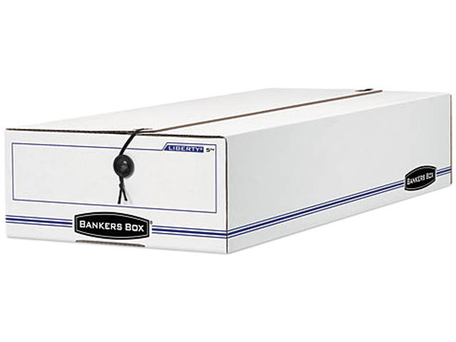 Bankers Box 00003 Liberty Storage Box, Card Size, 6 x 23-1/4 x 4-1/4, White/Blue, 12/Carton