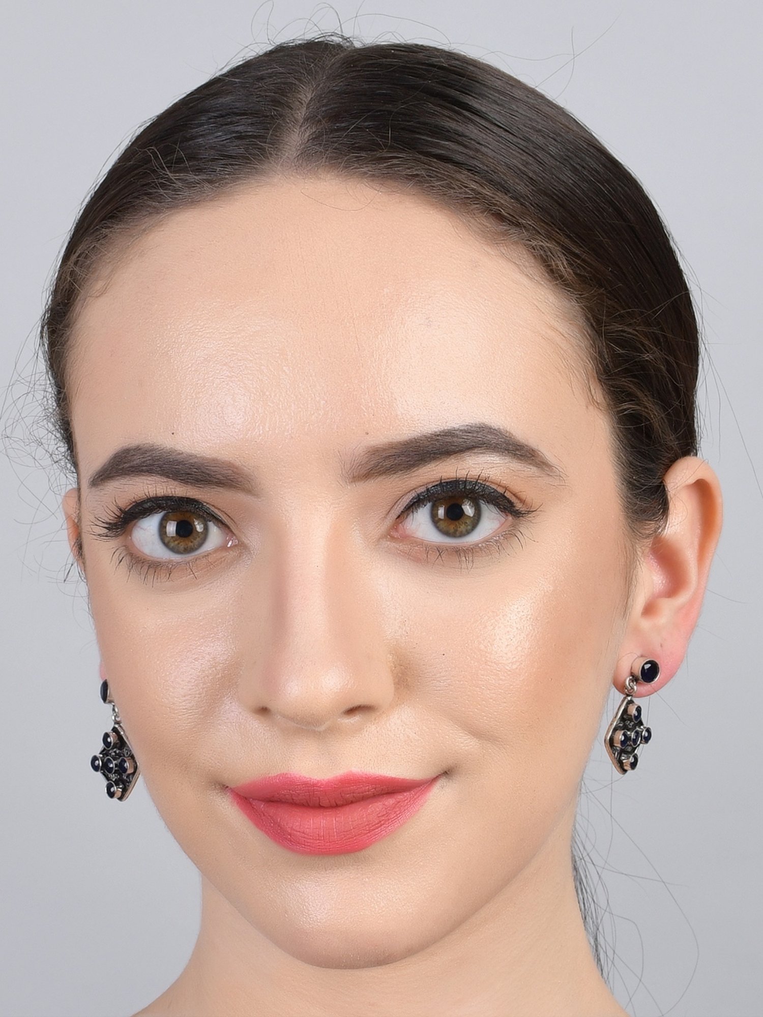 Imli Street Blue Silver Tone Stone-Studded Handcrafted Dangler Earrings