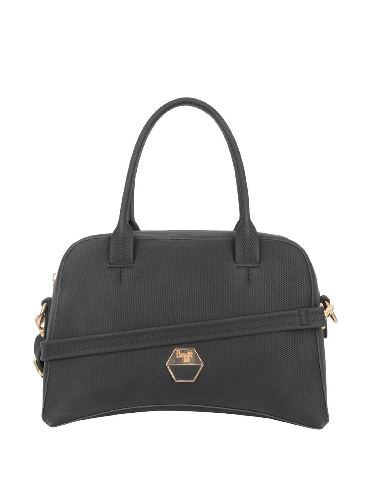 Baggit Bodwin Embry Black PU Textured Handbag