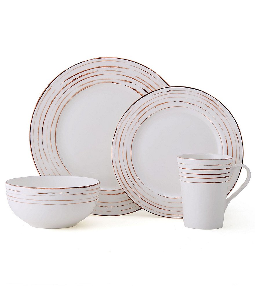 Mikasa Delray Antiqued 16-Piece Dinnerware Set, Service for 4