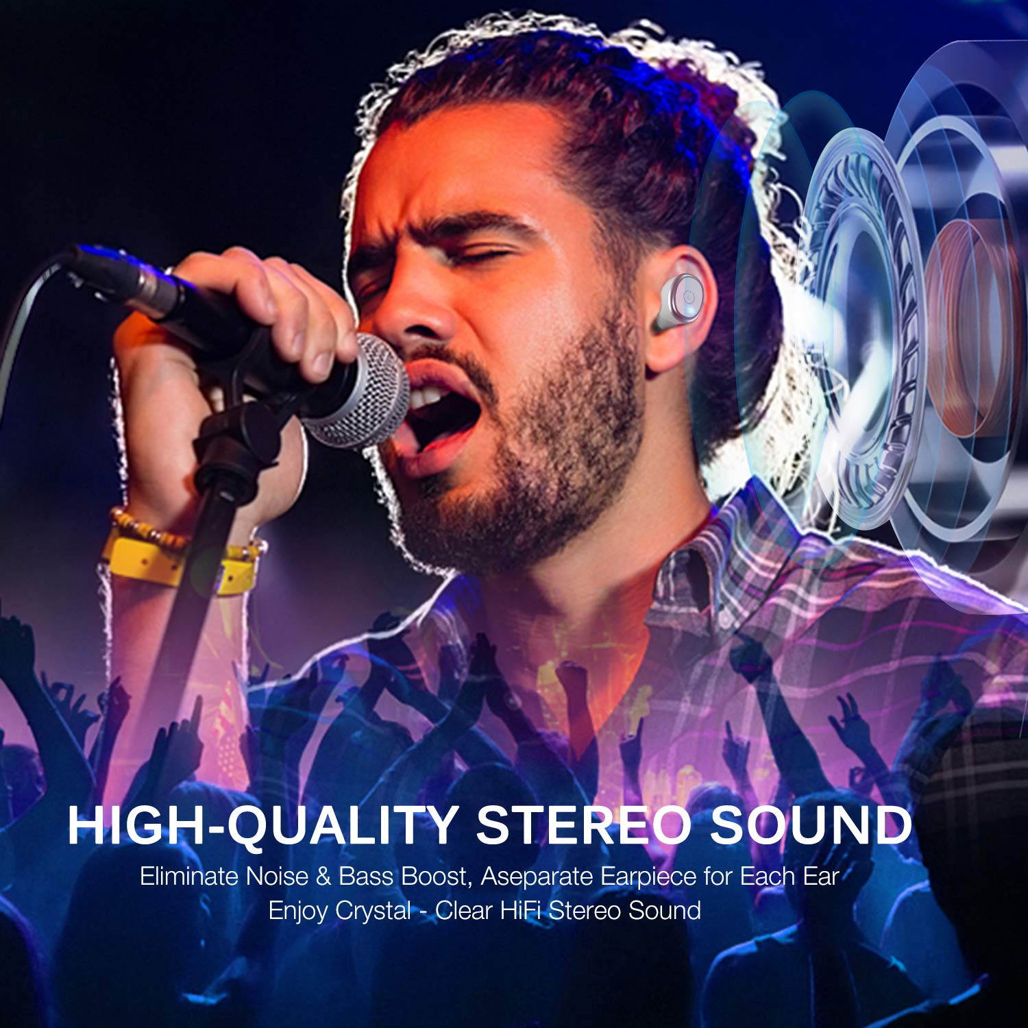 TOZO T10 Bluetooth 5.0 Wireless Earbuds with ?Wireless Charging Case Waterproof TWS Stereo Headphones in-Ear Built-in Mic Headset Premium Sound with Deep Bass for Sport