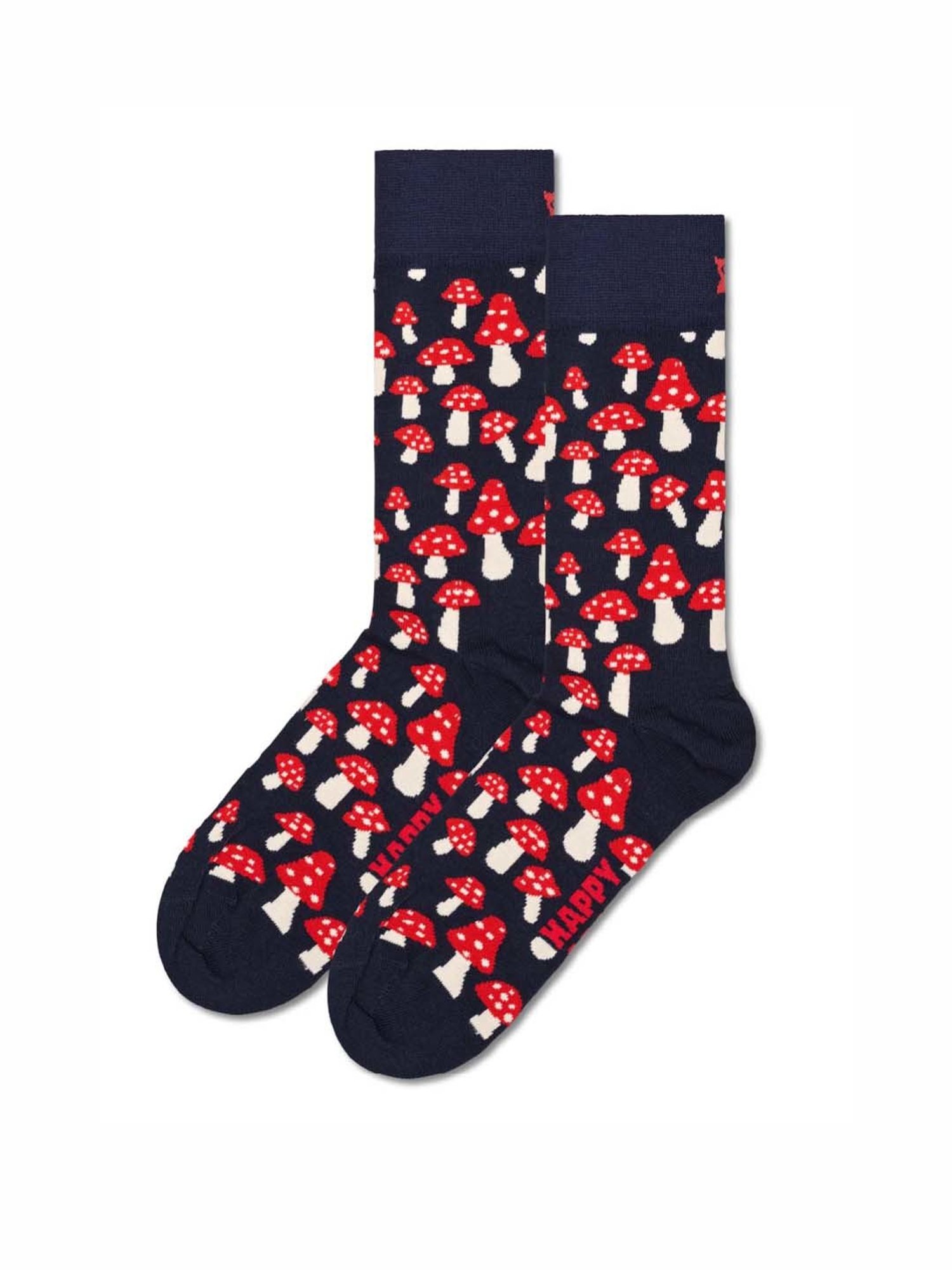 Happy Socks Mushroom Navy & Red Cotton Printed Socks (36-40)