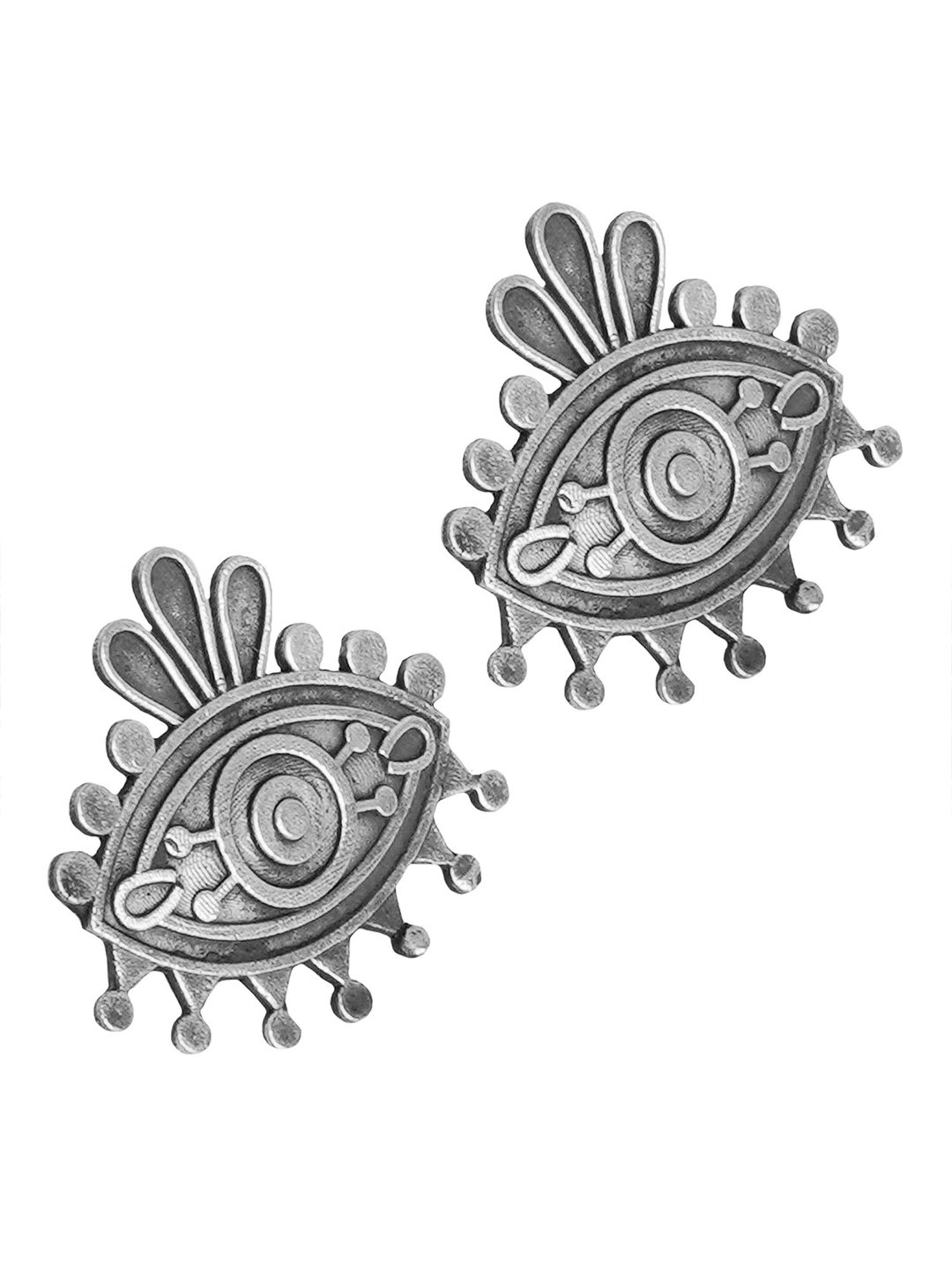 Teejh Ethnic Naina Silver Oxidized Stud Earrings