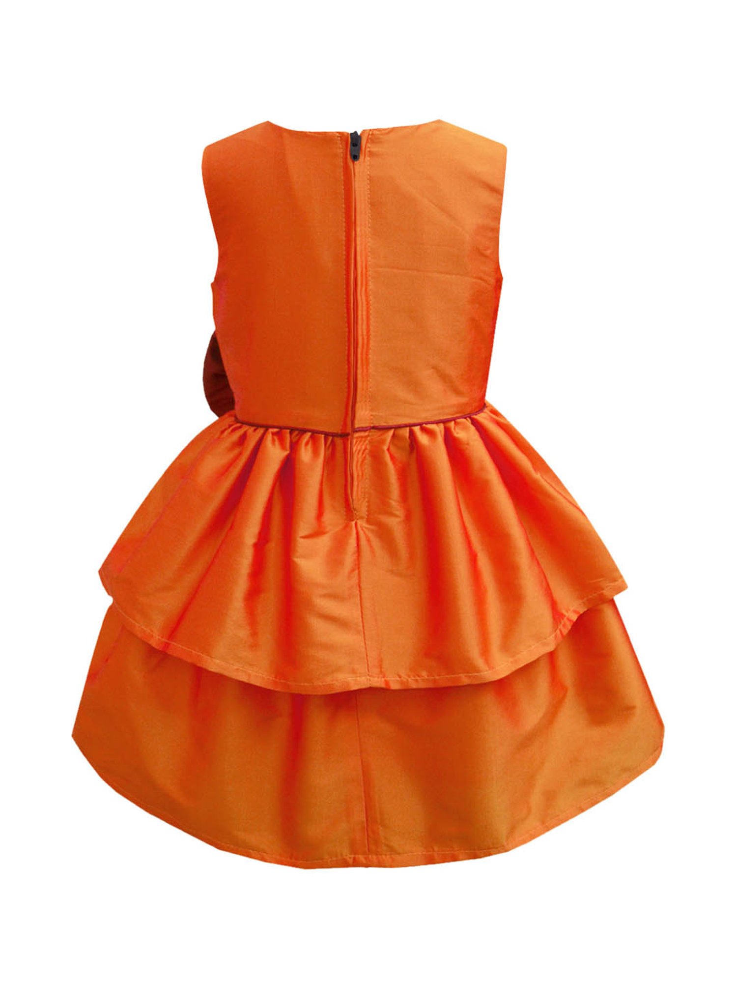A.T.U.N. Orange & Maroon Solid Dress