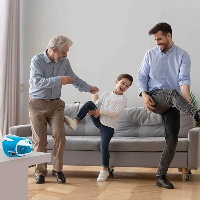 Portable Neon Blue Stereo CD Player with AM/FM Radio and Aux & Headphone Jack Line-in (TAU105-NBL)