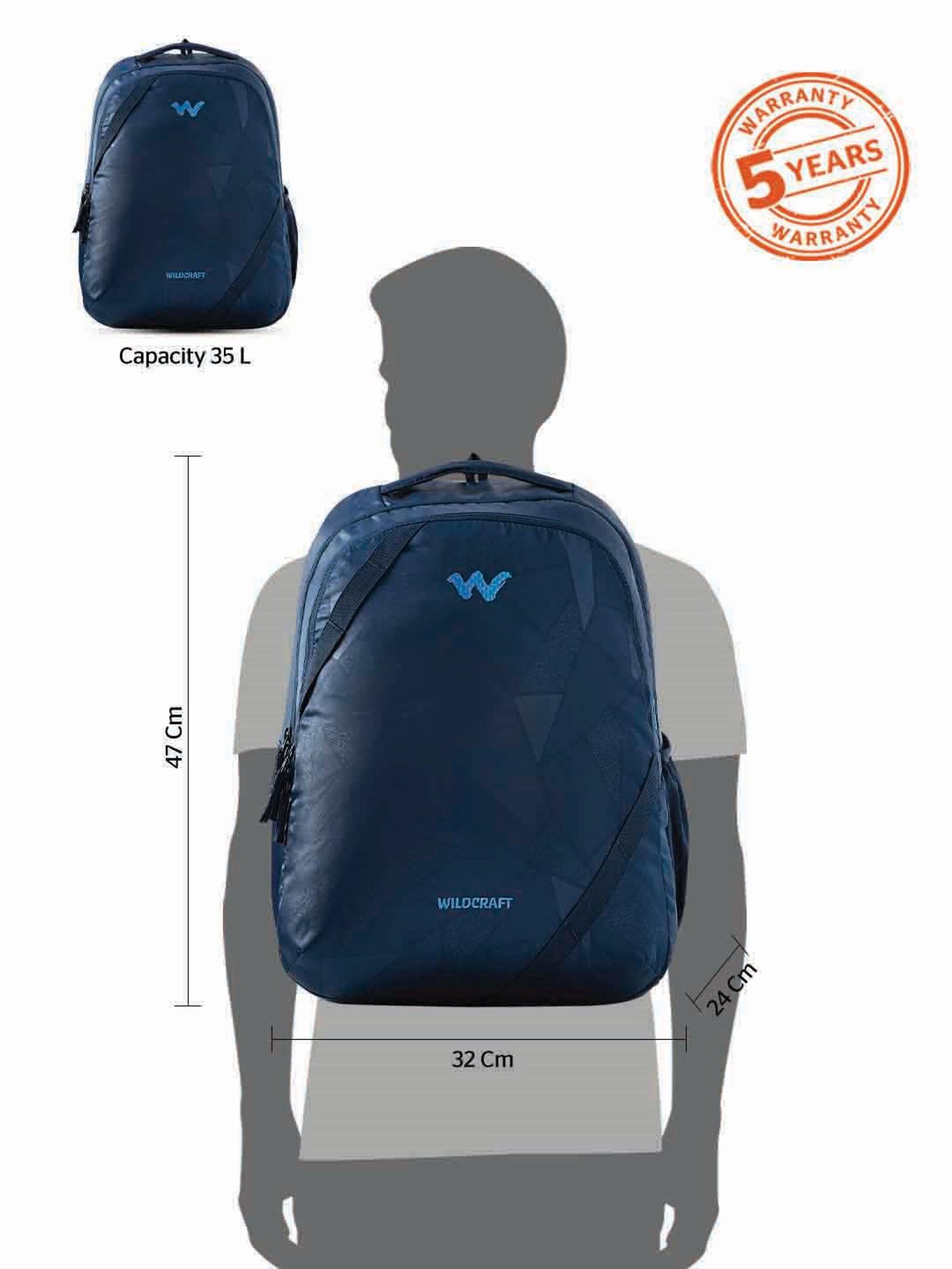 Wildcraft Bravo 35 Navy Backpack