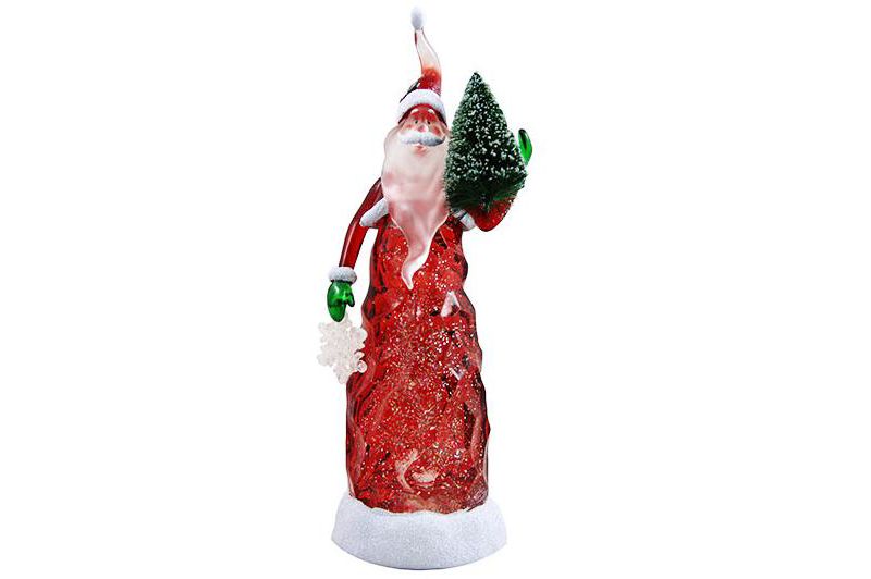 Penn 11" LED Lighted Color Changing Santa Claus with Tree Christmas Glittering Snow Dome