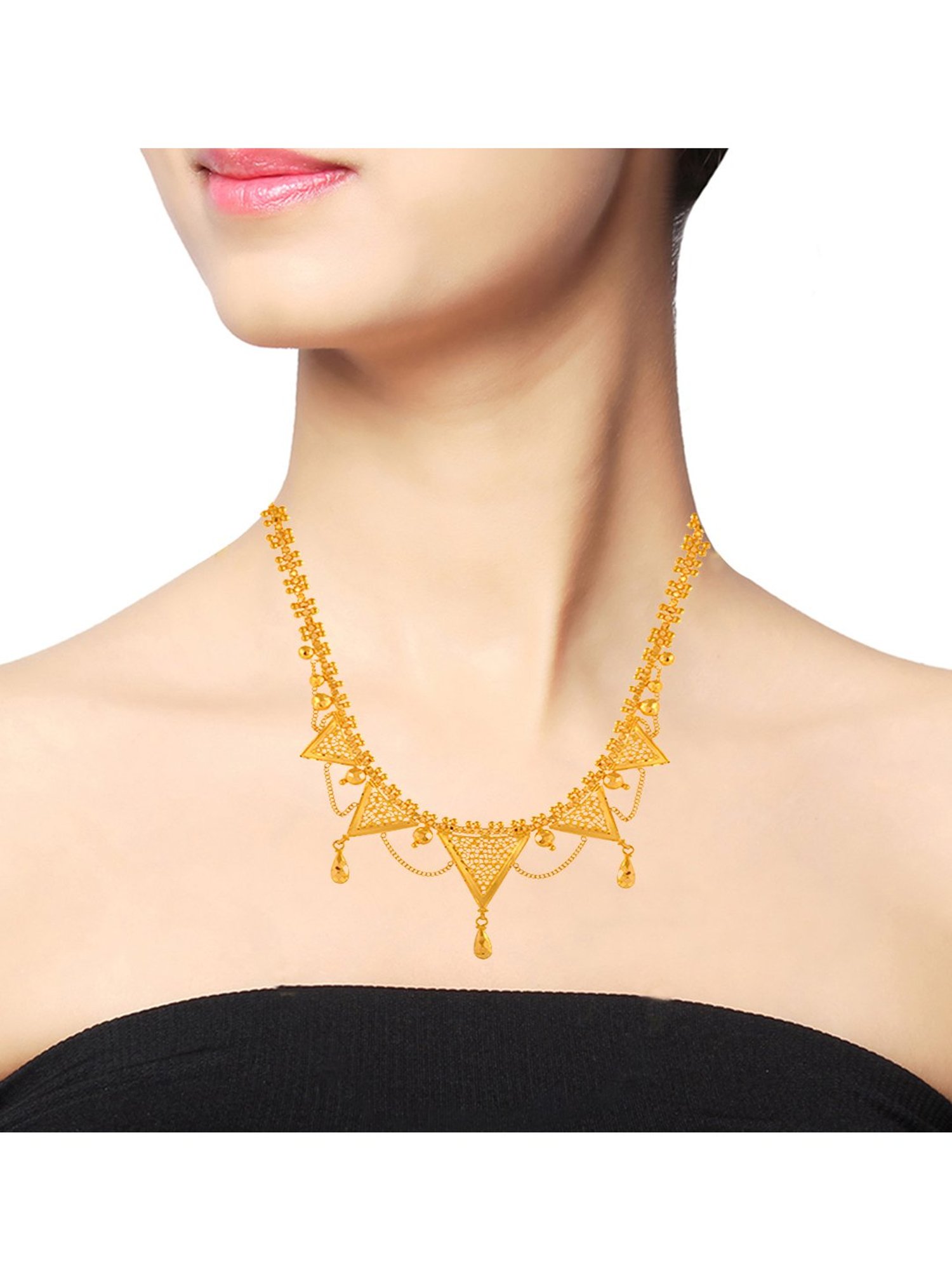 CKC Repouss&iquest; Work Rudraksha Gold Extender Neck Chain: Spiritual Elegance