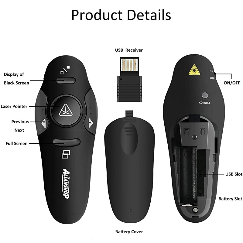 Wireless Presenter RF 24GHz Remote Presentation USB Control PowerPoint PPT Clicker Pointer