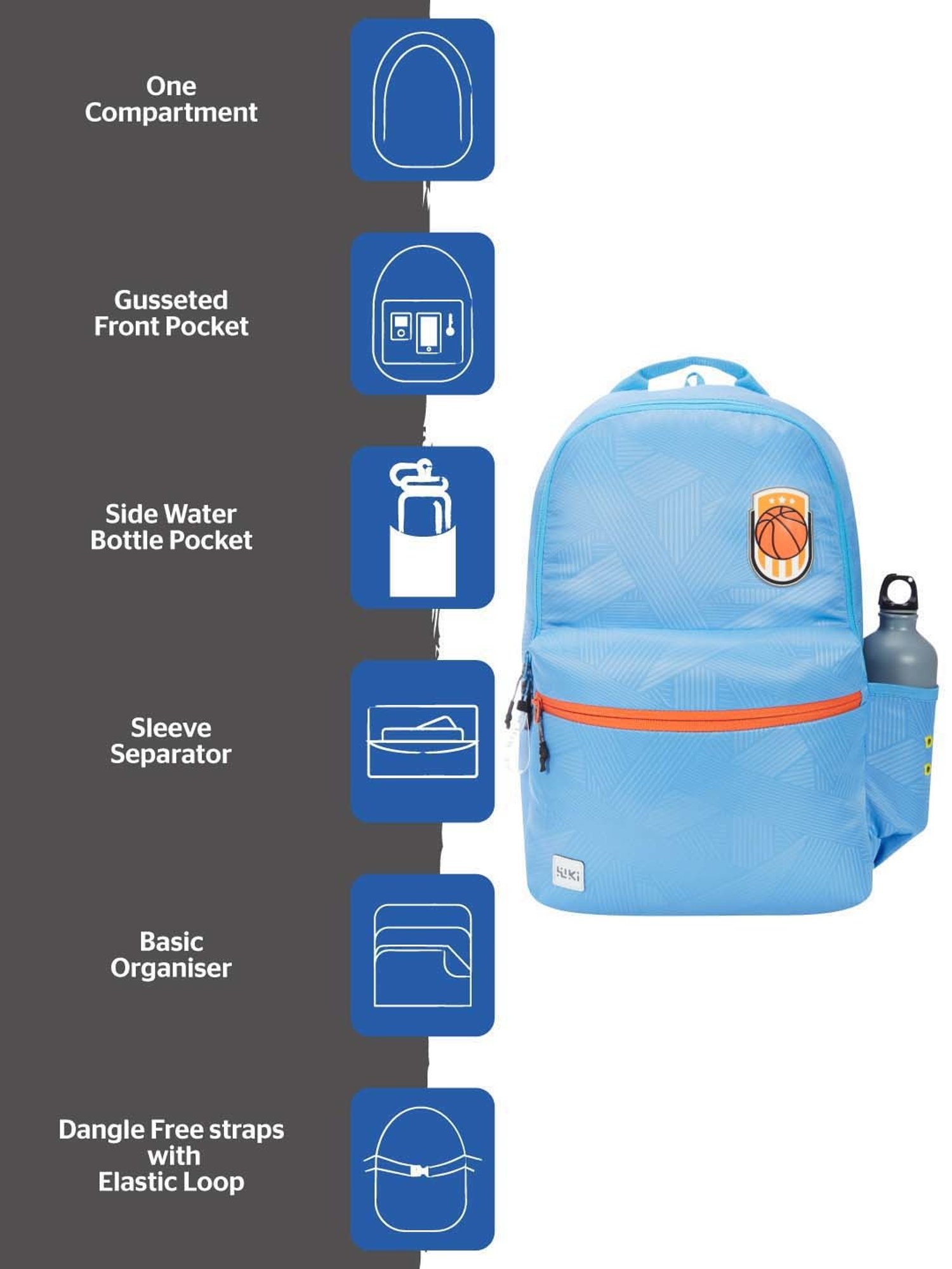 Wiki 18.5 Ltrs Blue Medium Backpack