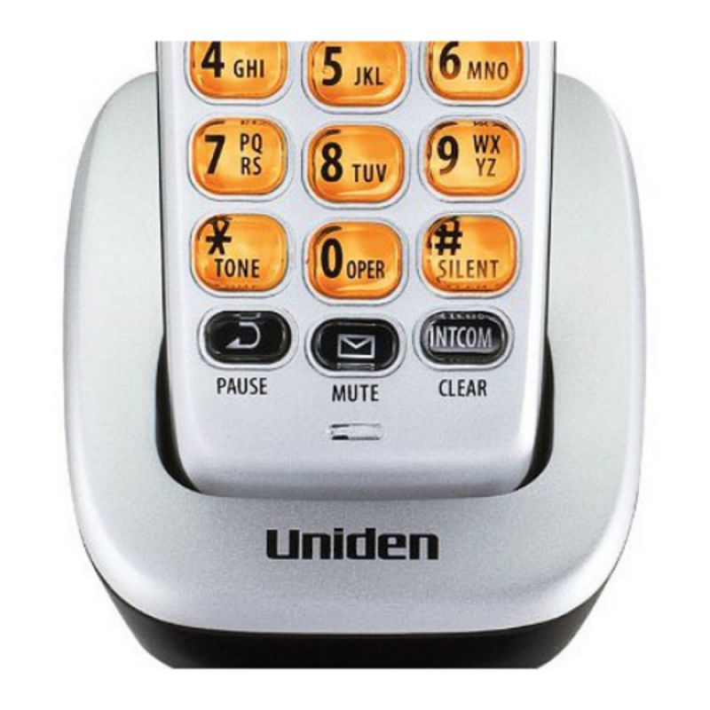 Uniden D1760-3-R Cordless Phone w/Orange Backlit Display & 2 Extra Handsets
