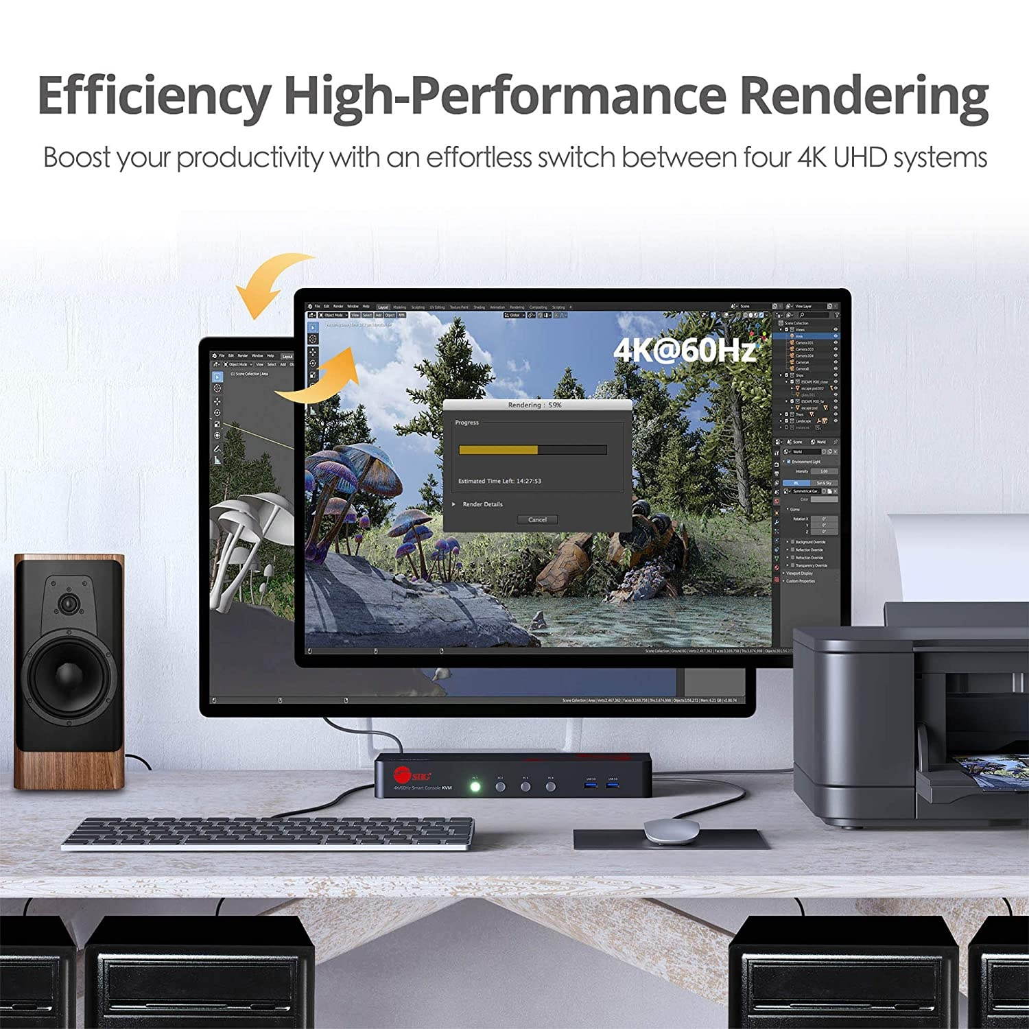 SIIG 4K DisplayPort 4-Port KVM Switch with Audio and Microphone, DP 1.2 4K60, USB 3.0 x4, USB 2.0 x2, Cables Included, Hotkey Control, TAA Compliant, ESD Protection, Metal housing (CE-DP0G11-S1)