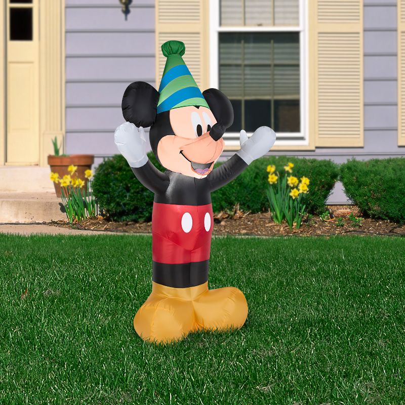 Gemmy Airblown Inflatable Birthday Party Mickey Mouse, 4 ft Tall, black